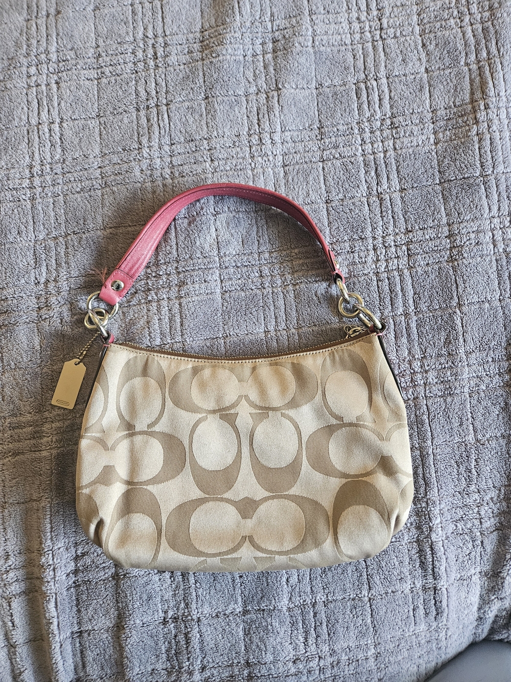 Coach Poppy Signature Sateen Groovy Hot Pink Trim Shoulder Bag Y2K - Picture 6 of 16